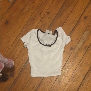 French Pastry White and Black Crop Top